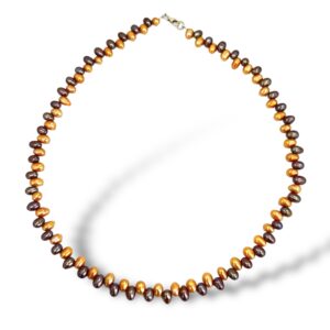 COLLAR PERLAS CULTIVADAS MORADAS Y NARANJA