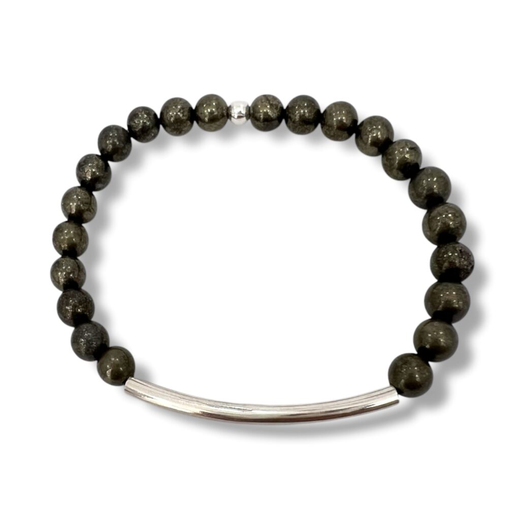Pulsera de cuentas de Pirita y Plata.