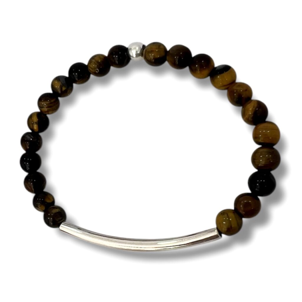 Pulsera de cuentas de Ojo de Tigre y Plata.