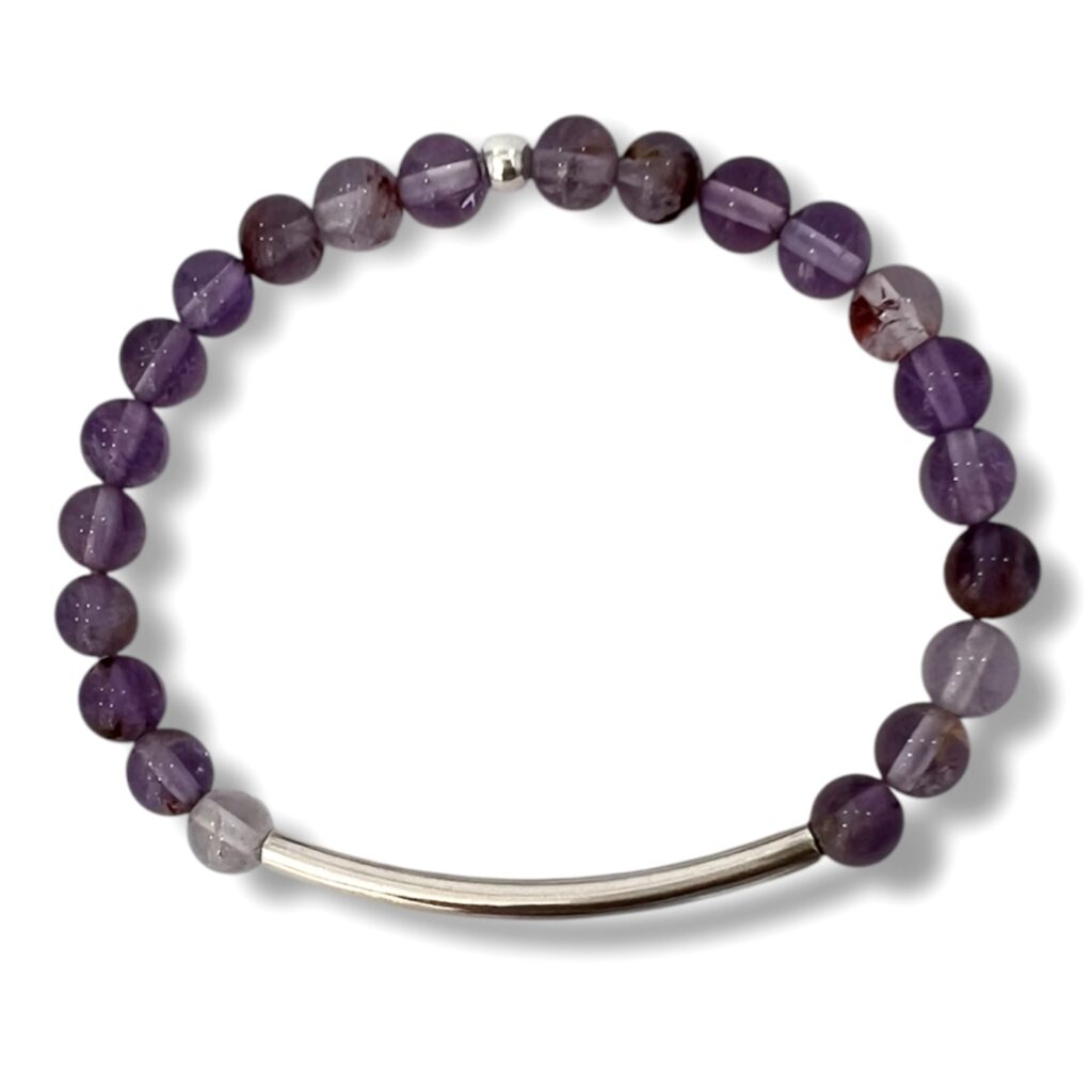 Pulsera de cuentas de Cacoxenita y Plata.
