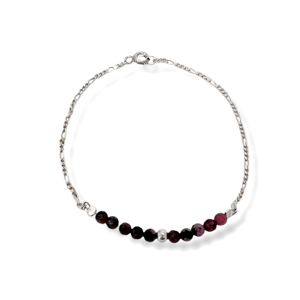 Pulsera de Plata con cuentas de Rodonita.