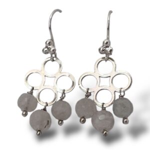 ARETES PIEDRA LUNA FACETADA