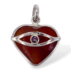 DIJE CORAZÓN ÁGATA CORNALINA