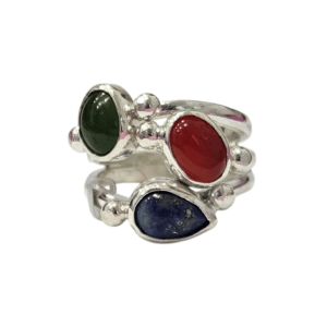 Anillo Jade, Ágata Cornalina y Lapislázuli