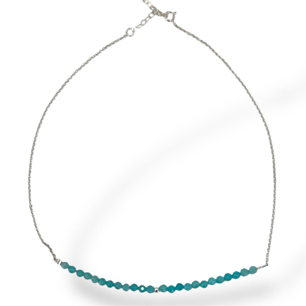 Collar de Plata y cuentas de Amazonita.