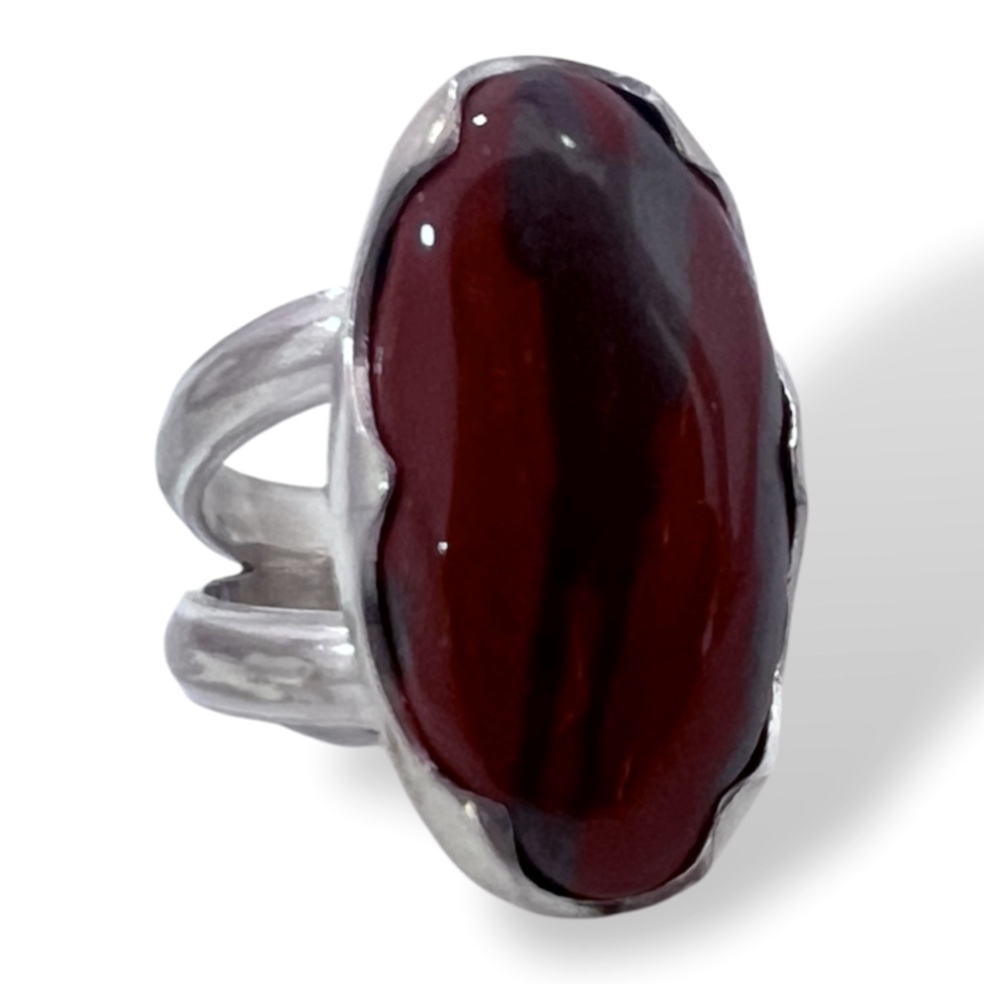 Anillo de Plata con Jaspe Rojo. Medida 6,5.