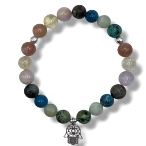 PULSERA MANO HAMSA Y PIEDRAS