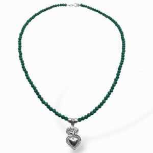 COLLAR CRISTAL VERDE Y CORAZÓN