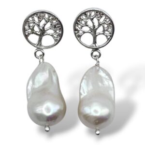 ARETES PERLA BARROCA Y ÁRBOL DE LA VIDA