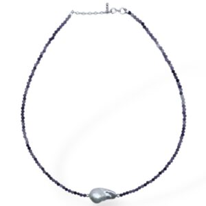 COLLAR AMATISTA FACETADA Y PERLA BARROCA