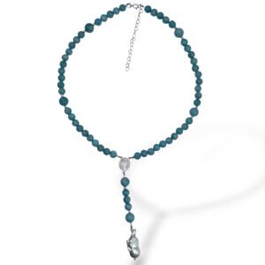 COLLAR ROSARIO AMAZONITA CON PERLA BARROCA