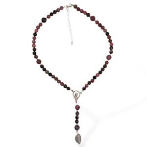 COLLAR ROSARIO RODONITA Y TURMALINA ROSA