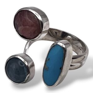 ANILLO RODOCROSITA - TURQUESA - AGUAMARINA