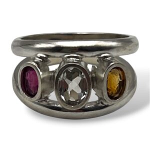 ANILLO TURMALINA ROSA - CITRINO - CUARZO CRISTAL