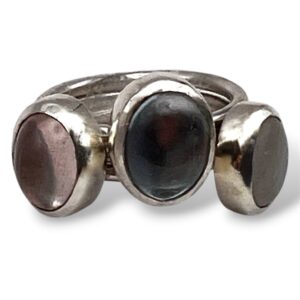 ANILLO PIEDRA LUNA - CUARZO ROSA - AGUAMARINA