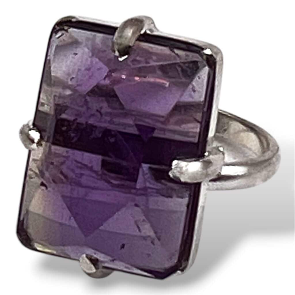 Anillo de Plata con Bolivianita rústica facetada, Medida 9 con aro ajustable.