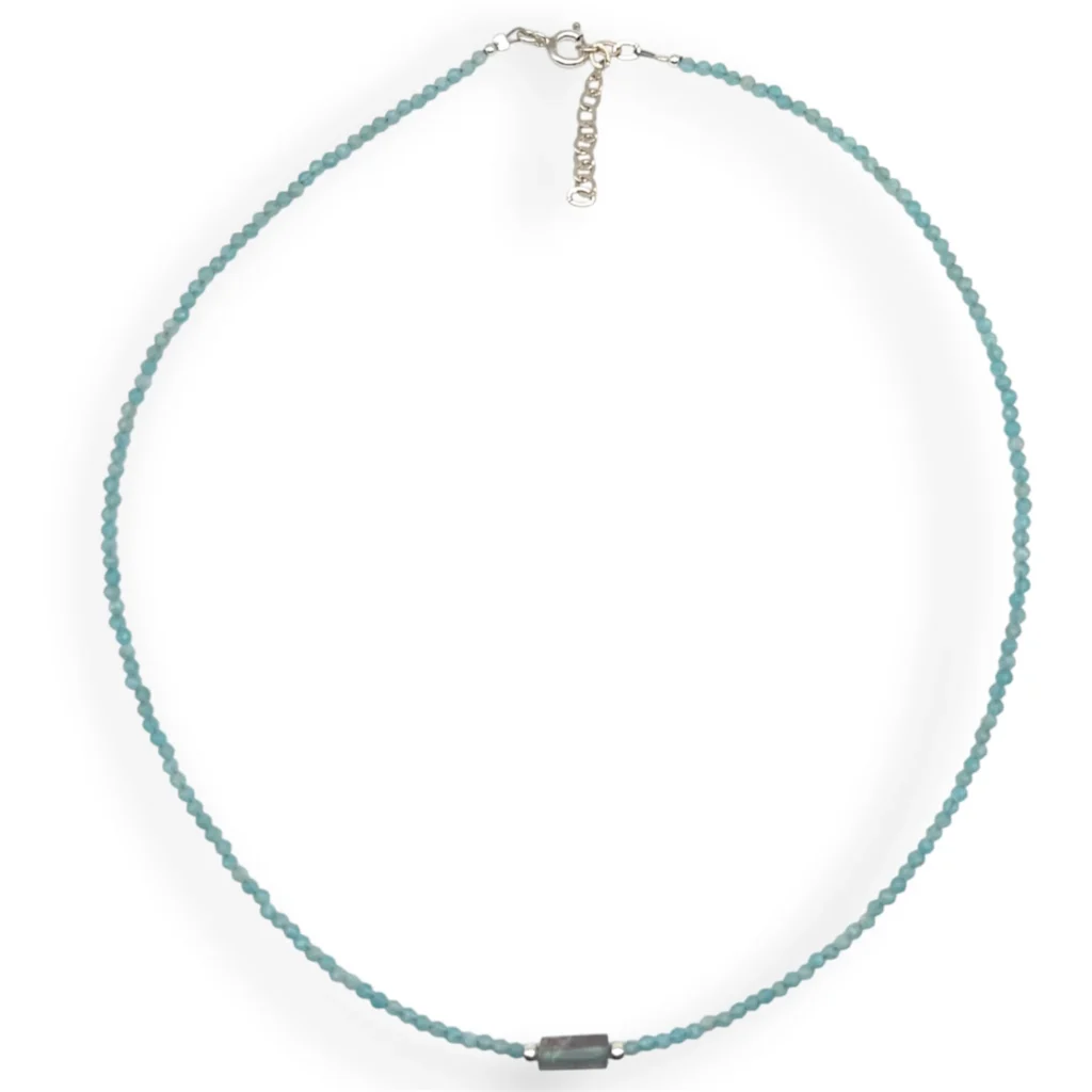 Collar de Amazonita, Turmalina Sandía y Plata.