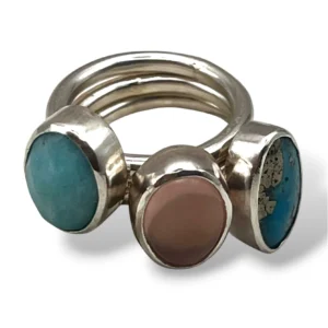 ANILLO CUARZO ROSA - TURQUESA - AMAZONITA