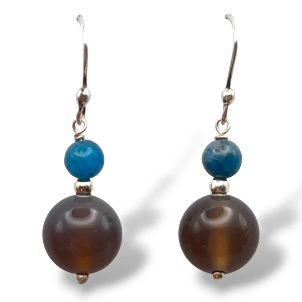 Aretes de Plata con Ágata y Apatita.
