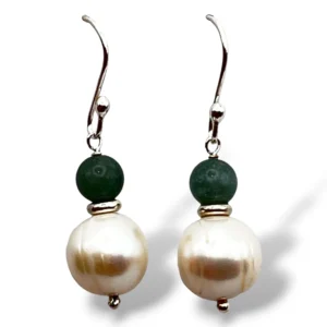 ARETES JADE Y PERLA