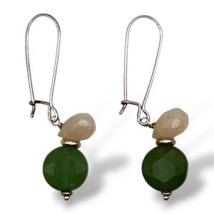 ARETES CUARZO ROSA Y AVENTURINA