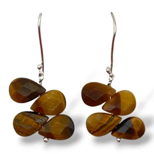ARETES OJO DE TIGRE FACETADO
