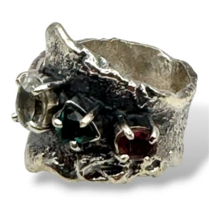 ANILLO CUARZO CRISTAL - TURMALINA AZUL - TURMALINA ROSA