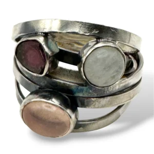 ANILLO TURMALINA SANDÍA - CUARZO ROSA - PIEDRA LUNA