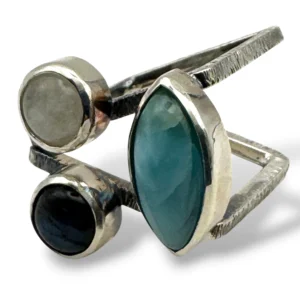 ANILLO LARIMAR - PIEDRA LUNA - LABRADORITA