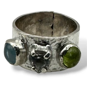 ANILLO PERIDOTO - CUARZO CRISTAL - AGUAMARINA