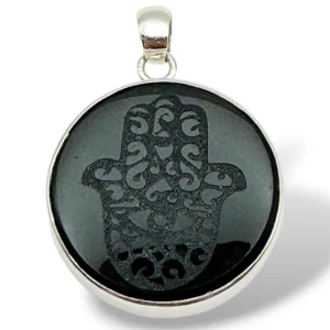 DIJE OBSIDIANA NEGRA CON MANO HAMSA
