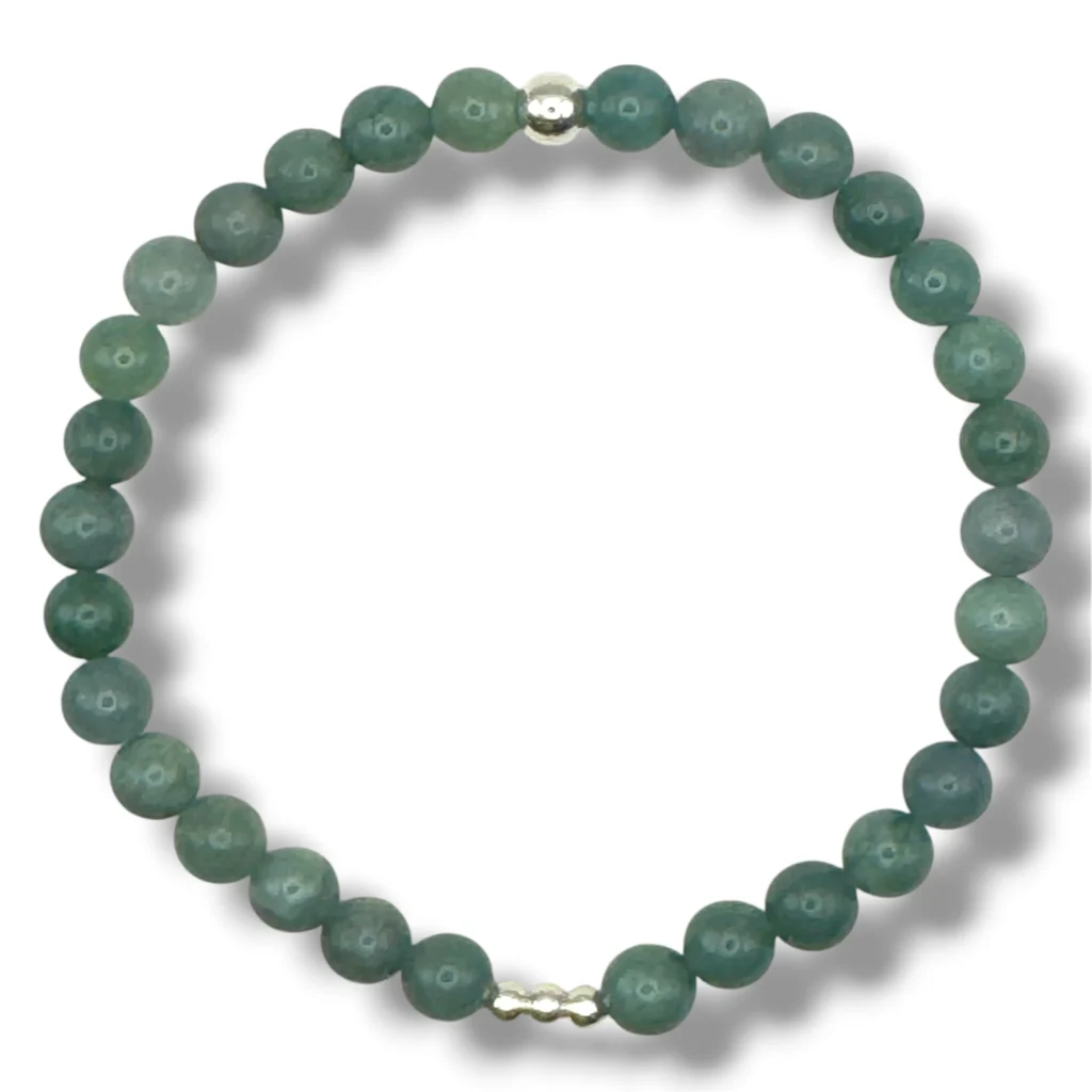 Pulsera de cuentas de Jade de 6 mm. y Plata.