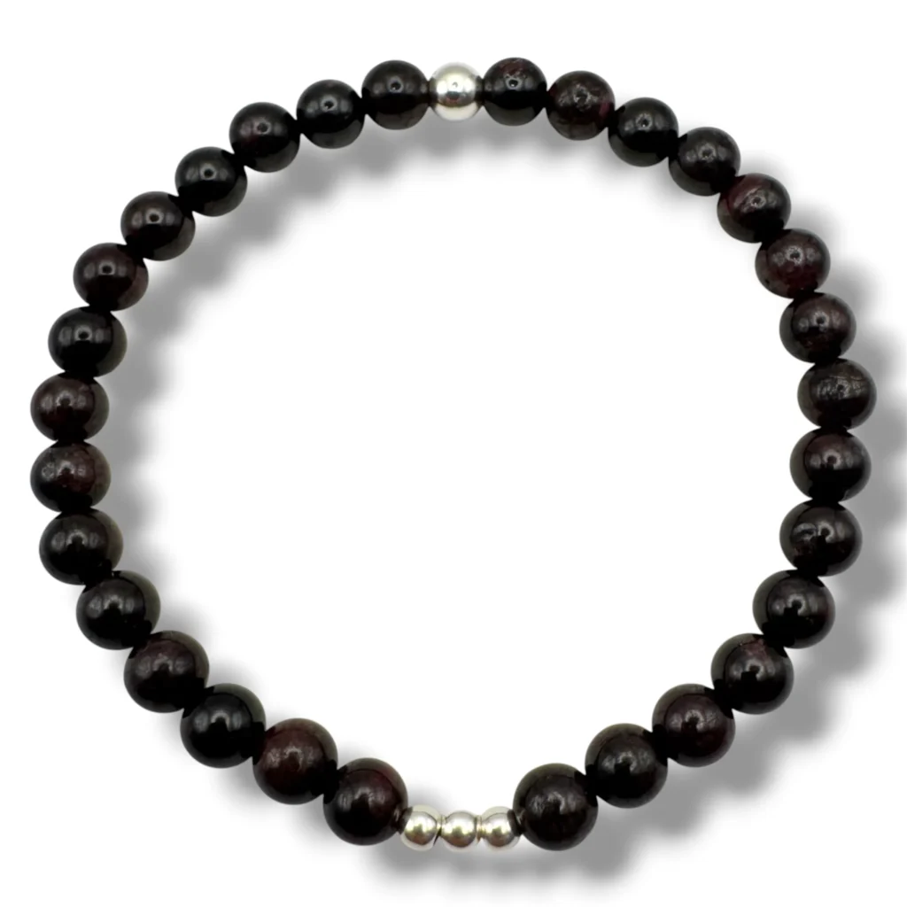Pulsera de cuentas de Granate y Plata.