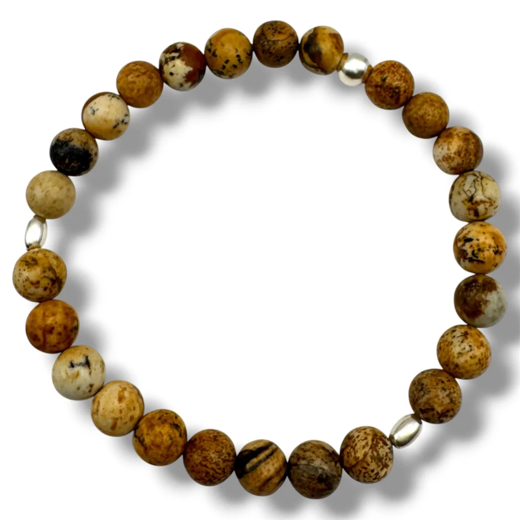 Pulsera de cuentas de Jaspe y Plata.