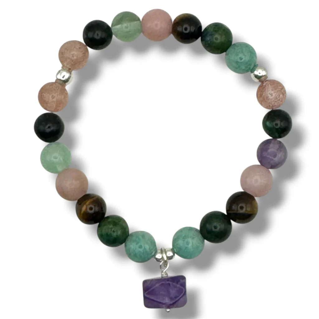 Pulsera de Piedras Naturales y dije de Amatista.