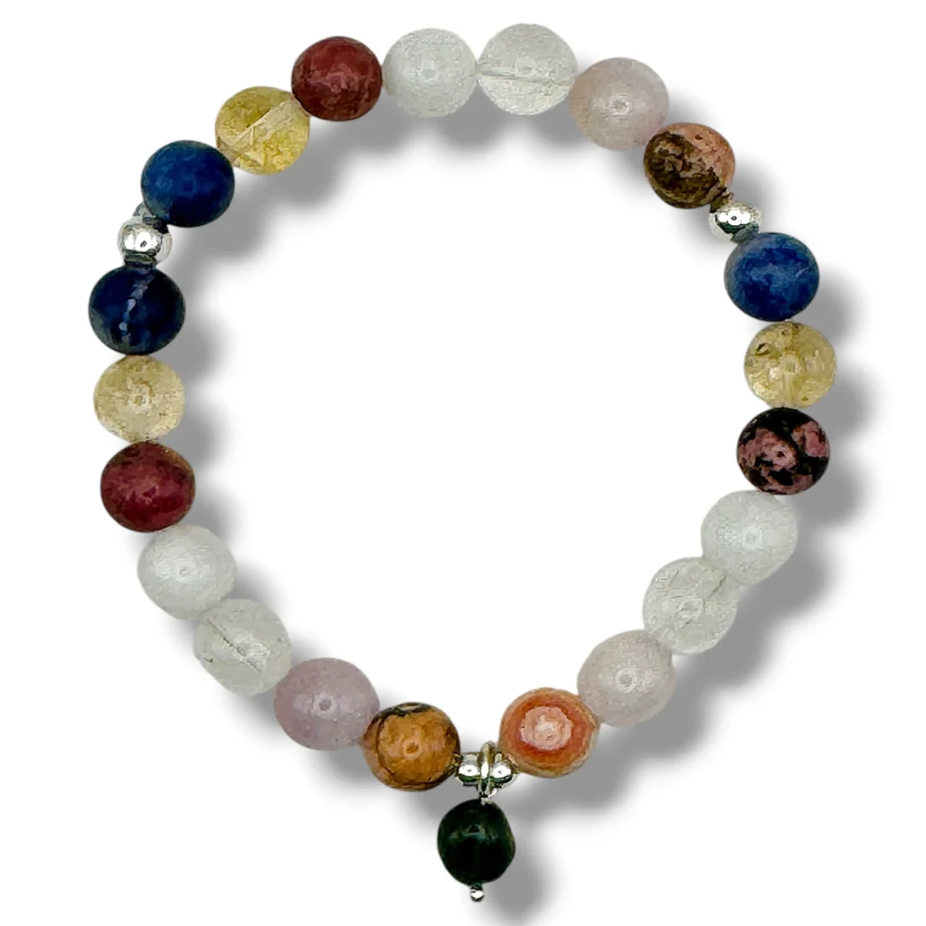 Pulsera de Piedras Naturales y dije deTurmalina Verde.