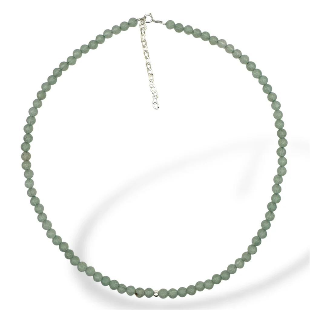 Collar de cuentas de Aventurina de 4 mm. y Plata.