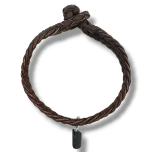 PULSERA CUERO CAFÉ Y TURMALINA NEGRA