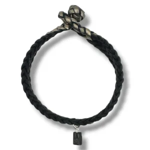 PULSERA CUERO Y TURMALINA NEGRA
