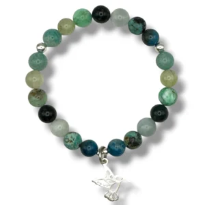 PULSERA PIEDRAS Y COLIBRÍ