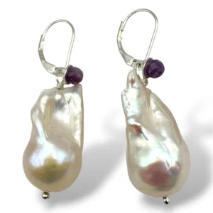 ARETES PERLA BARROCA Y LEPIDOLITA