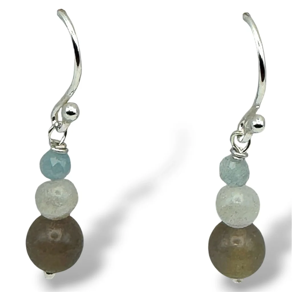 Aretes de Aguamarina, Piedra Luna y Ágata.