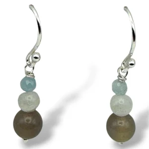ARETES AGUAMARINA - PIEDRA LUNA - ÁGATA