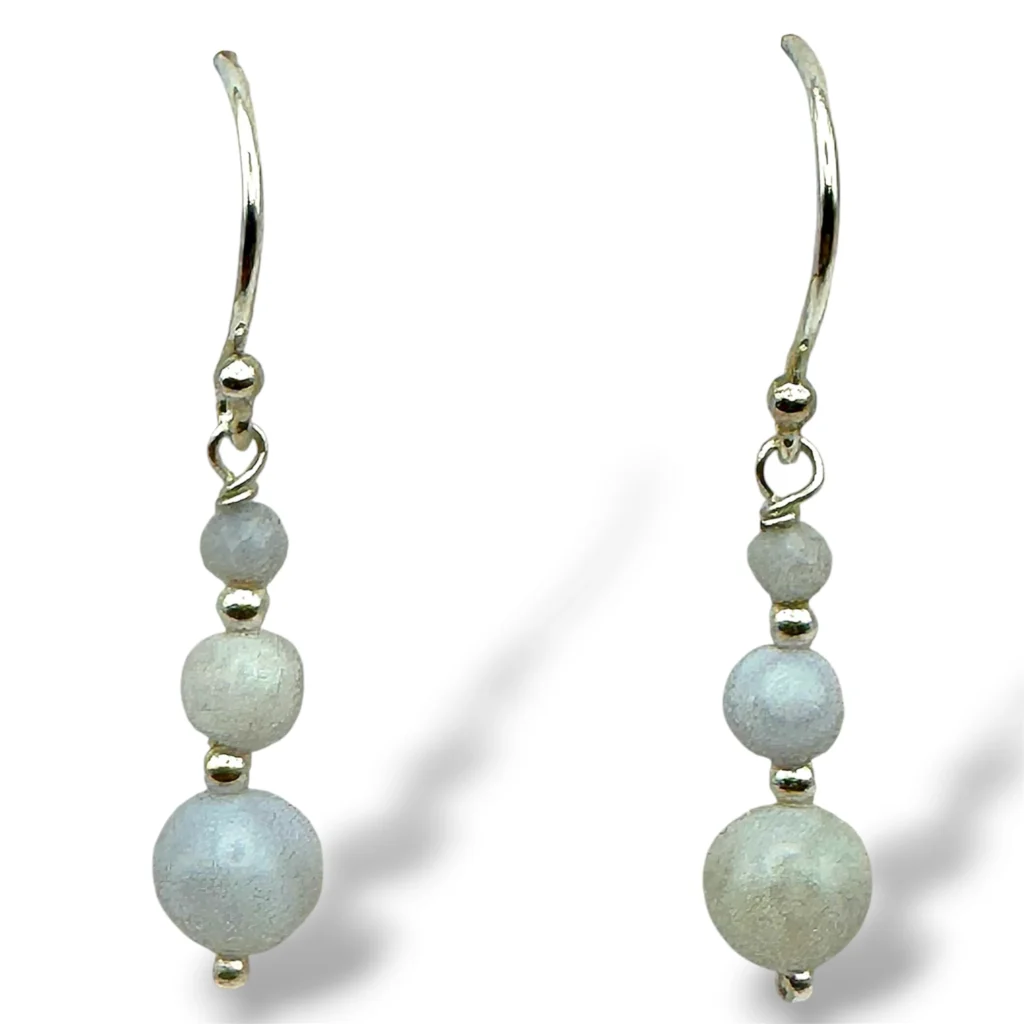 Aretes de Plata y Ágata de Cinta Azul.