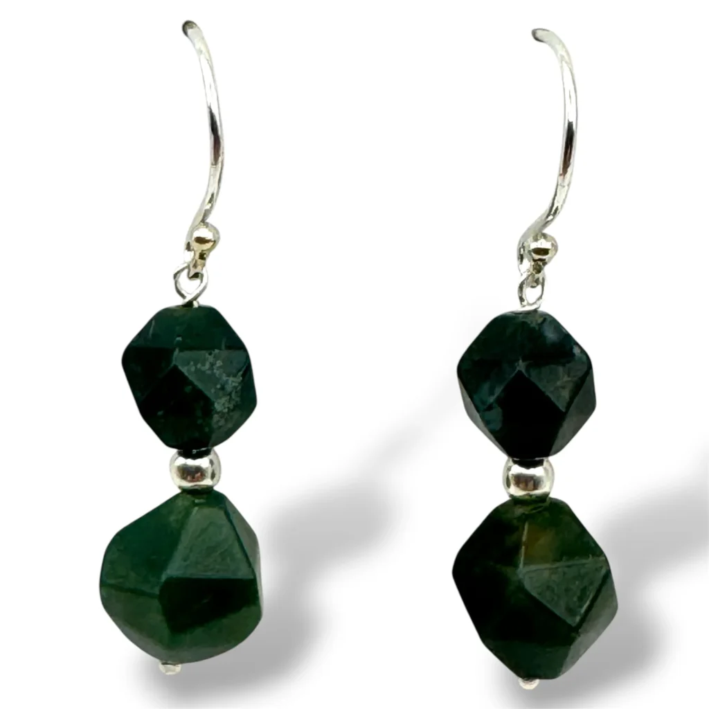 Aretes de Plata y Ágata Musgo.